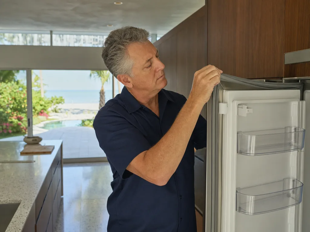 Door seal inspection during an appliance repair visit in Sarasota, Florida
